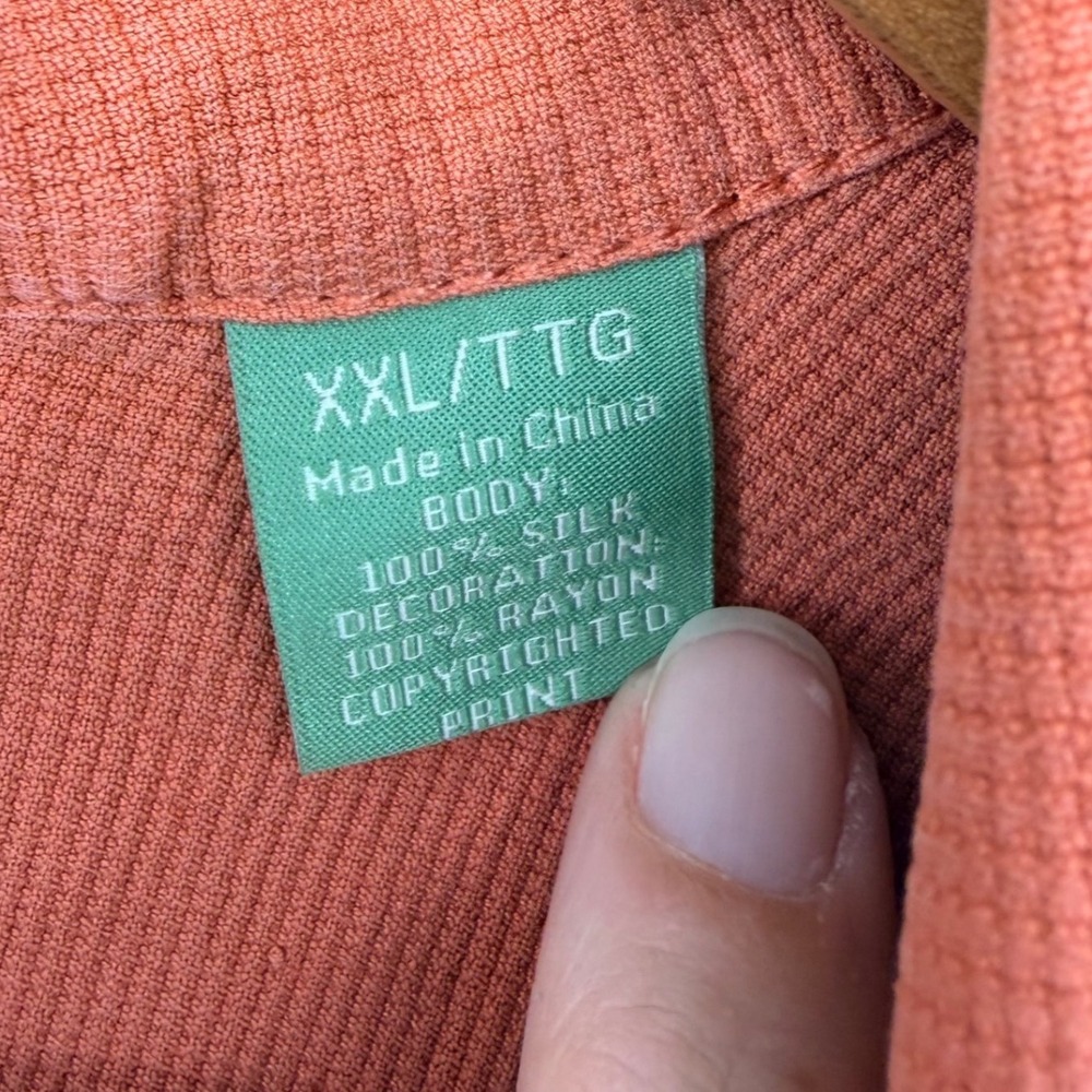 Tommy Bahama Island Riders Motorcycle Silk Shirt Orange XXL Vintage Club Graphic - Picture 9 of 9